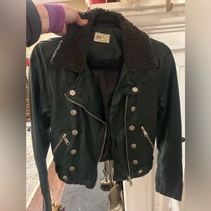 Jolt Women's Dark Green Leather like Jacket with , great condition, S